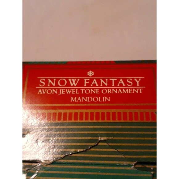 Vtg Avon Snow Fantasy Jewel Tone Christmas Ornament Mandolin 1984 NOS - Picture 6 of 6